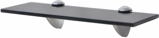 Berkfield Home Black Glass Floating Shelves, 2 Pack, W: 30 cm, D: 10 cm – 1