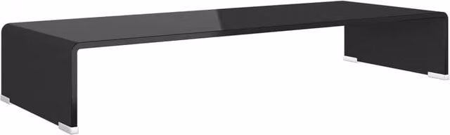 Berkfield Home Black Glass TV Stand and Monitor Riser, W/D/H: 80 x 30 x 13 cm – 1