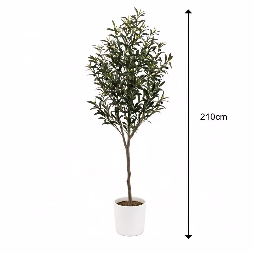 CASSILANDO Lifelike Large Artificial Olive Tree in Green, Height: 210 cm – 3