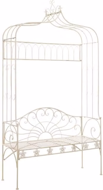 Berkfield Home Antique White Metal Garden Bench, Width: 122 cm