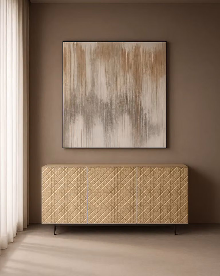 Tommy Franks Abstract Fading Wall Art Canvas Painting in Black and Beige, W: 150 cm, H: 130 cm