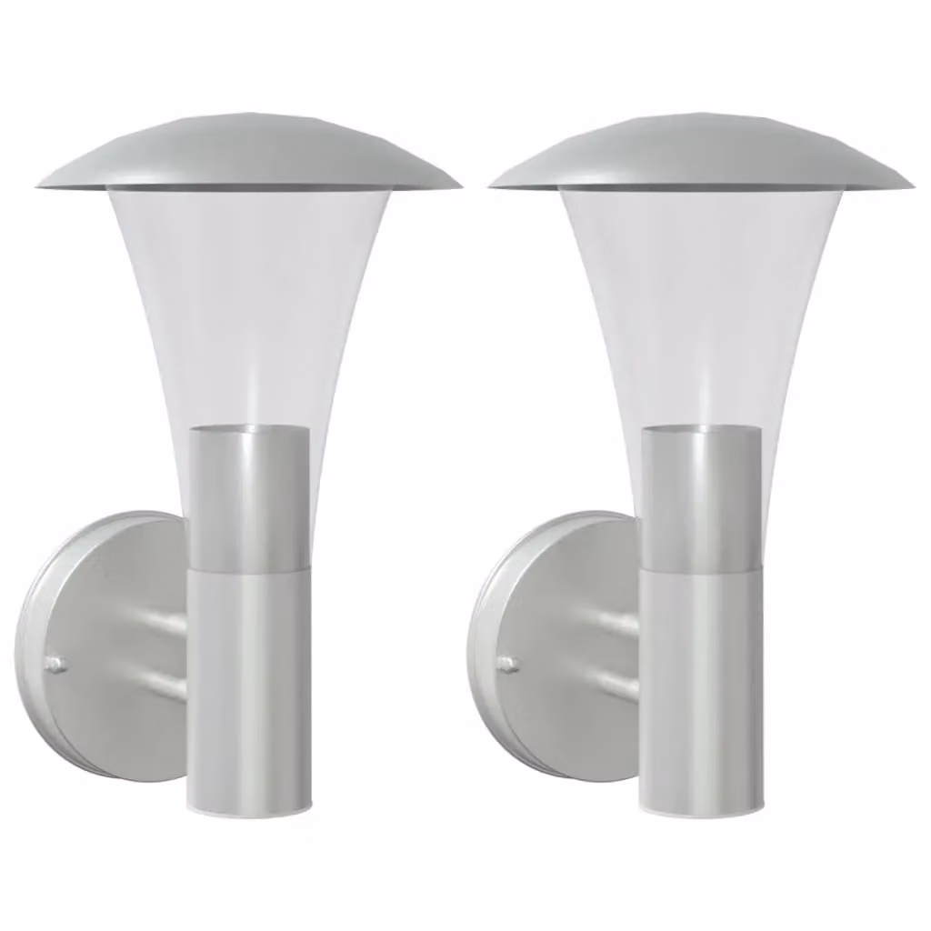 Berkfield Home Set of 2 Modern Silver Stainless Steel Outdoor Up and Down Wall Lights – 2