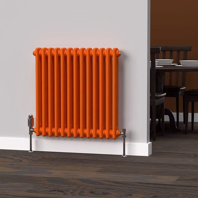 Lux Heat Horizontal Column Radiator in Sunburst Orange, 2 Column, W: 60.5 cm, H: 60 cm