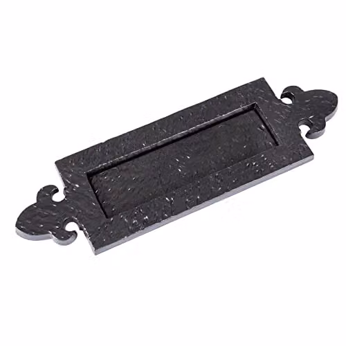 Hammer and Tongs Fleur De Lis Iron Letter Plate, Matt Black, Pack of 2, W: 34.5 cm, H: 10.5 cm – 4