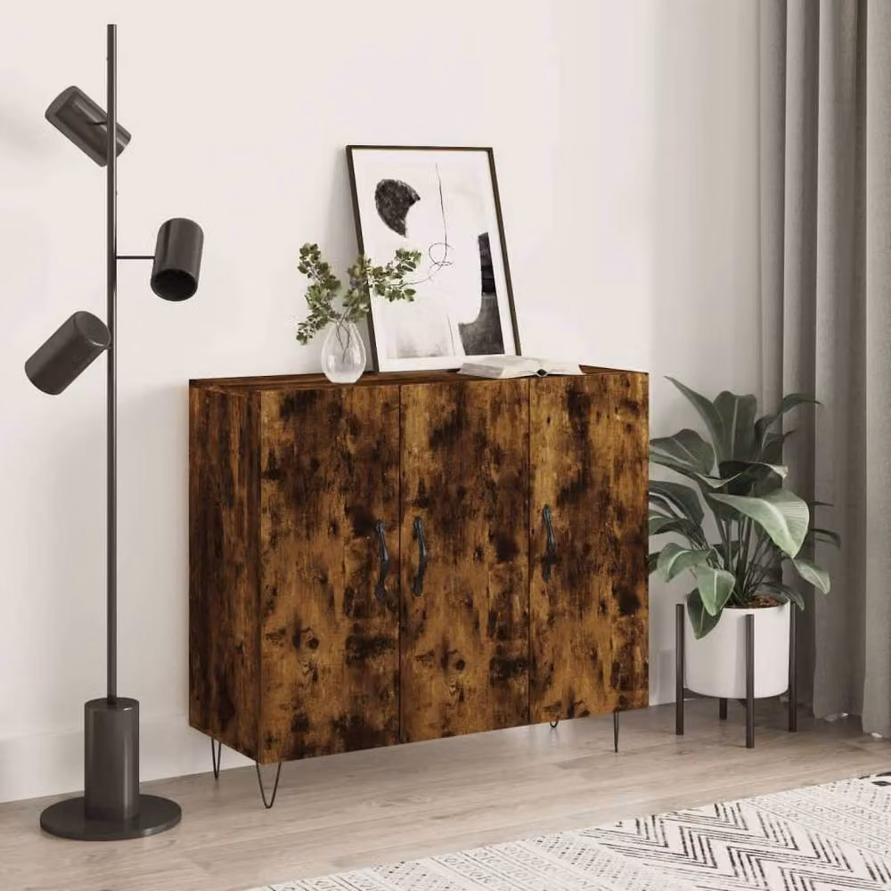 Berkfield Home Modern Smoked Oak Sideboard in Brown, W/D/H: 90 x 34 x 80 cm – 2
