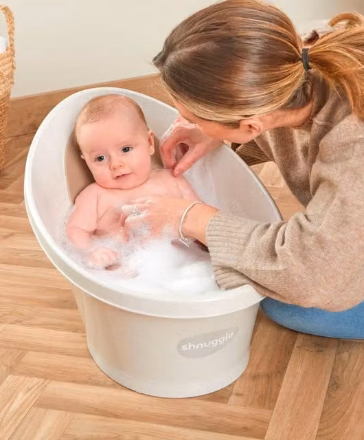 Shnuggle ECO Baby Bath in Cookies & Cream with Upright Support and Non-Slip Base
