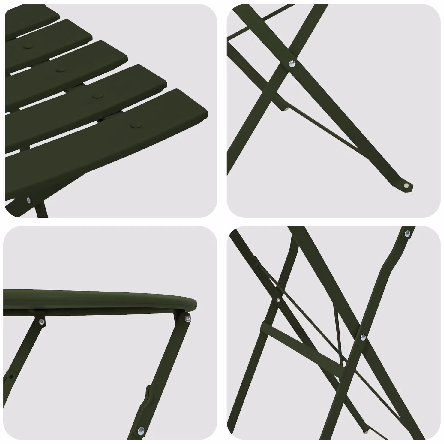 Berkfield Home 3-Piece Folding Bistro Set in Matt Green Steel – 3