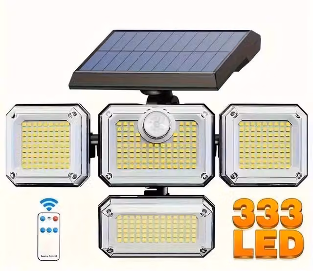 NESTLUNE Solar LED Motion Sensor Outdoor Security Floodlight in Black