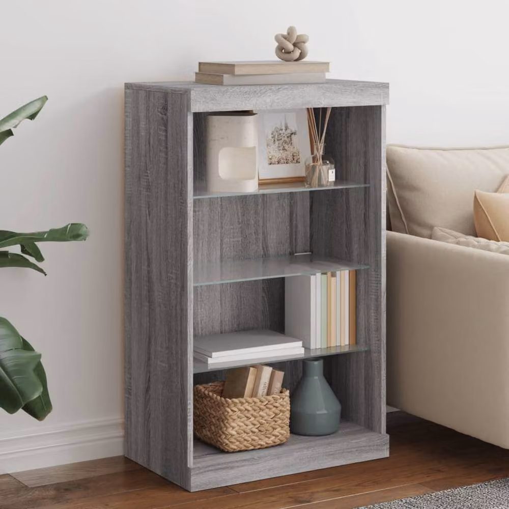 Berkfield Home Modern Sideboard with Integrated LED Lights in Grey Sonoma, W: 60.5 cm, D: 37 cm, H: 100 cm – 1