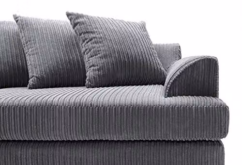 Abakus Direct Ferguson Left Facing Corner Sofa in Grey Jumbo Cord Fabric – 5