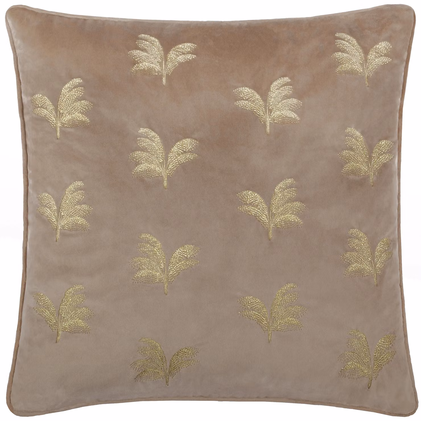 Paoletti Floral Velvet Embroidered Cushion in Brown and Beige, W/D/H: 45 x 45 x 45 cm – 2