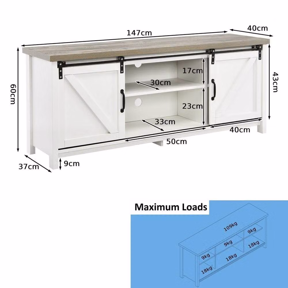 KORVIXA White Wooden Media Storage Shelves Organizer Stand W/D/H: 100 x 100 x 100 cm – 2
