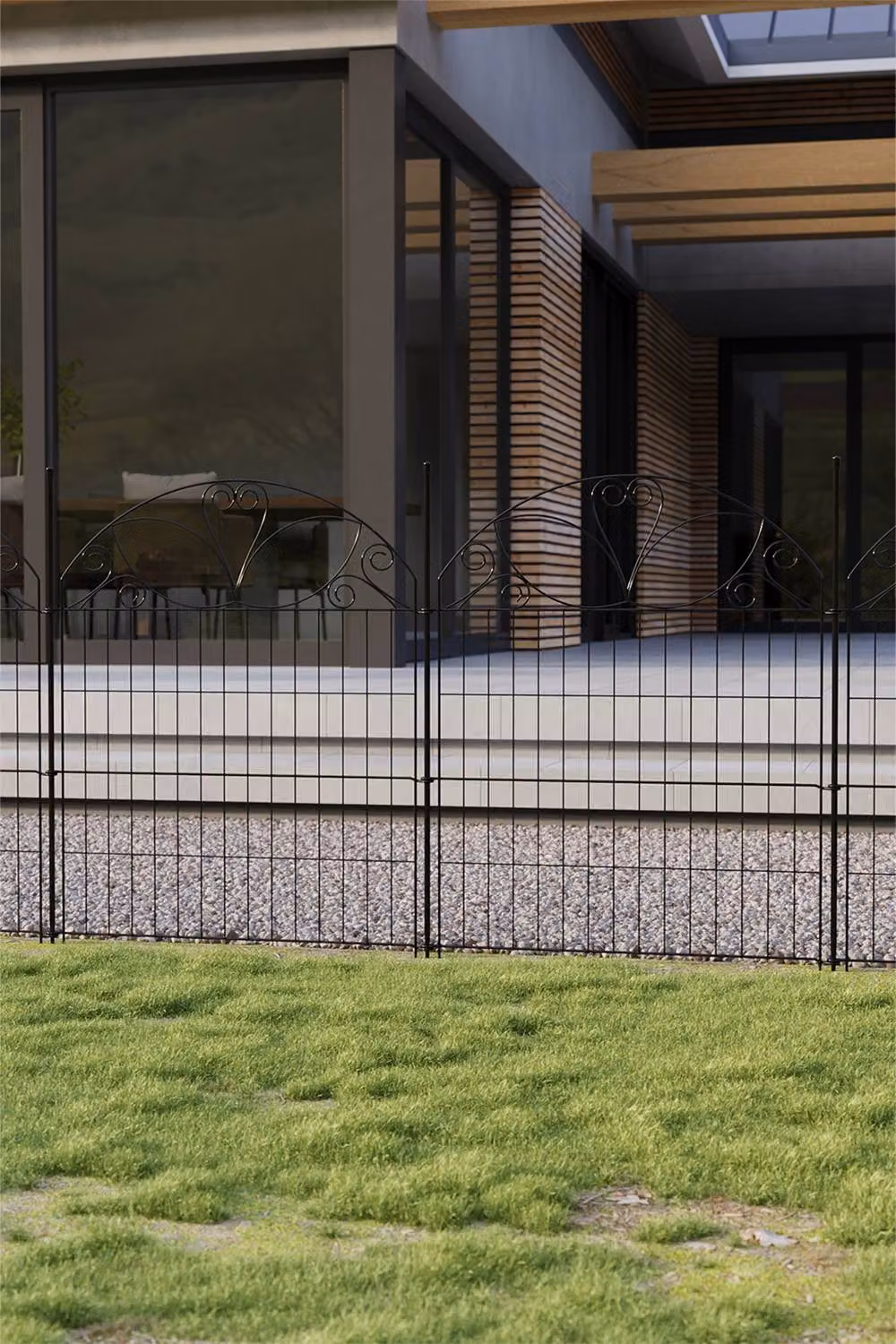 Living and Home 10-Panel Decorative Garden Fence in Black, Metal, H 101 cm x W 70 cm x D 10 cm – 2