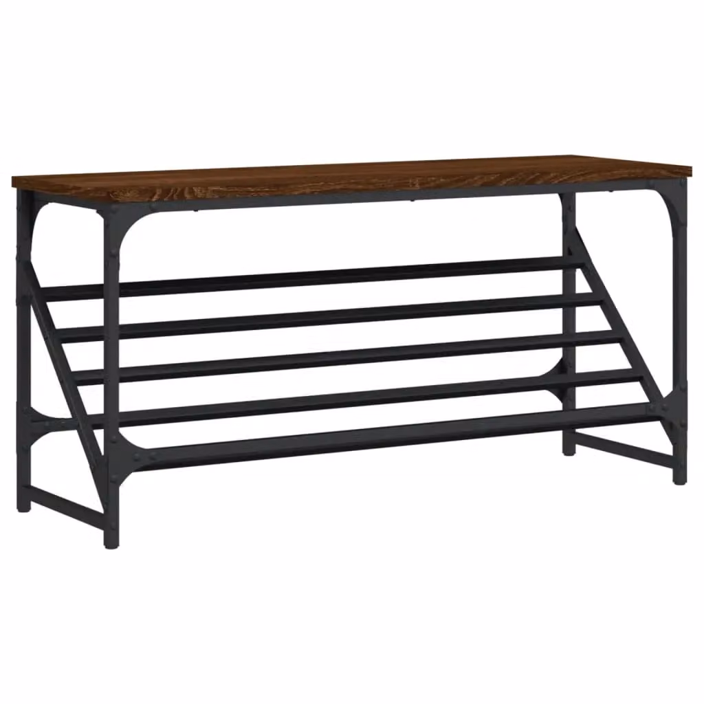 Berkfield Home Shoe Rack in Brown Oak, W/D/H: 90 x 30 x 45 cm – 2