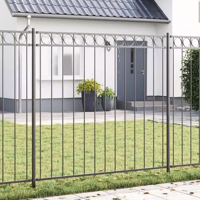 Berkfield Home Steel Garden Fence, Grey, W: 1.7 m, H: 1.5 m – 1