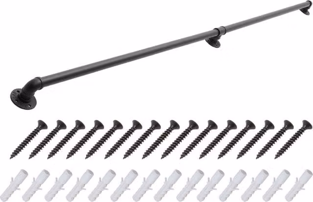 Livingandhome Matt Black Wall Mounted Stair Handrail for Indoor and Outdoor Use