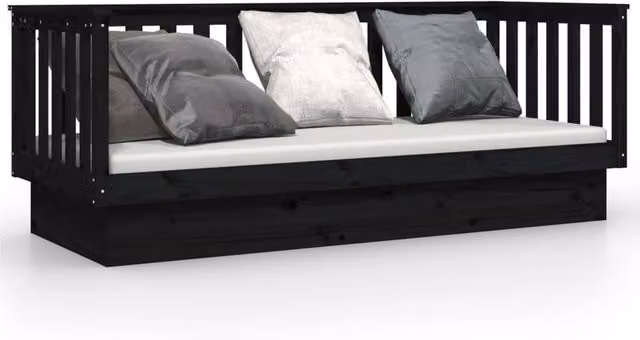 Berkfield Home Rustic Black Solid Wood Pine Day Bed W/D/H: 190 x 90 cm – 1