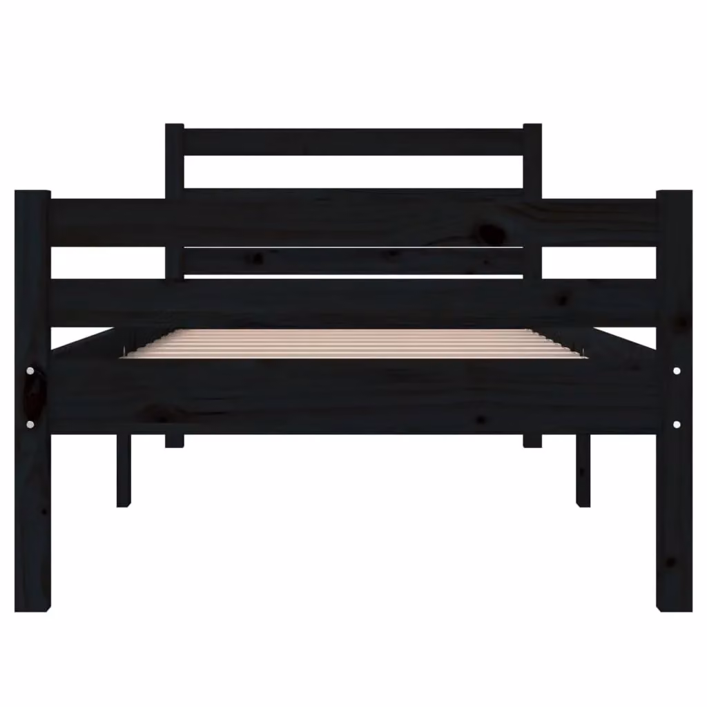Berkfield Home Modern Black Solid Pine Wood Bed Frame W/D/H: 100 x 200 cm – 3