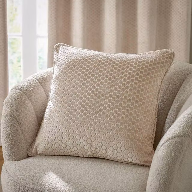 Paoletti Neptune Square Velvet Cushion in Beige, W/D/H: 50 x 50 x 50 cm – 1