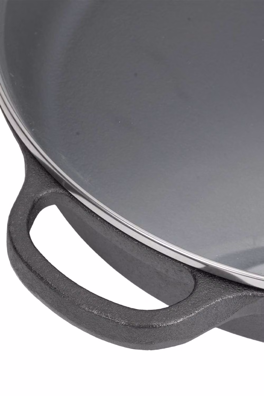Garden Sanctuary Pre-Seasoned Round Cast Iron Braiser Pan with Glass Lid, Black – 4