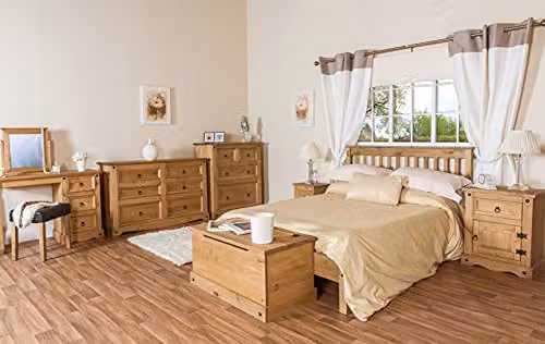 Core Products Antique Waxed Pine Slatted Lowend Bedstead, Brown, W/D/H: 150.8 x 205 x 107 cm – 2