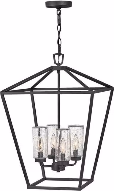 Hinkley Alford Place Outdoor Pendant Ceiling Light in Museum Black with Transparent Glass, IP44 Rated