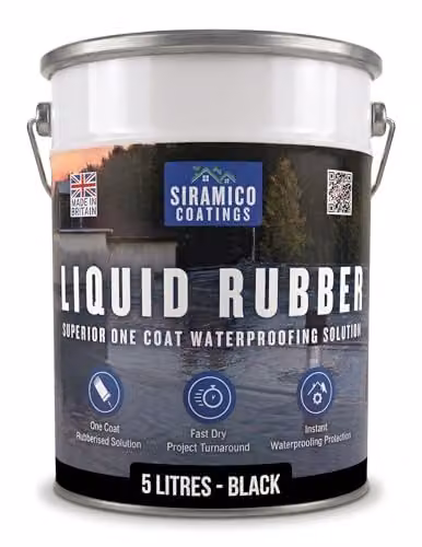 Siramico Coatings Liquid Rubber Roof Coating, Black, 5 Litres