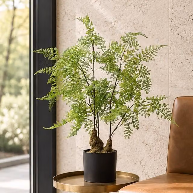 Leaf Design Realistic Artificial Potted Fern Plant in Green, H 60 cm x W 40 cm x D 40 cm – 1