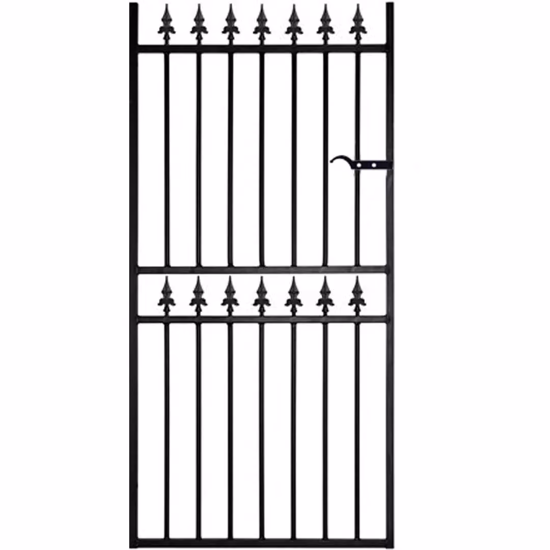 Burbage Iron Craft Corfe Spear Top Tall Single Swing Gate in Black Galvanised Steel, W: 76.2 cm, H: 177.8 cm – 2