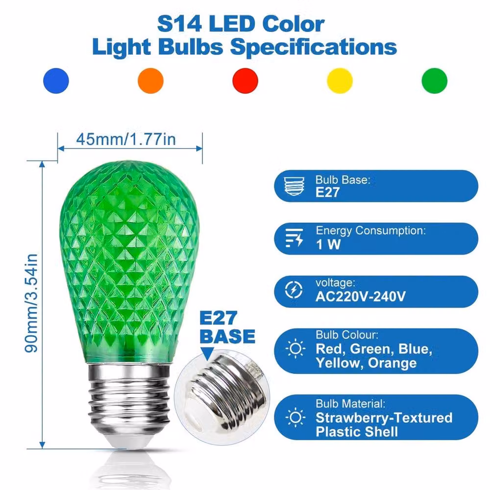 EONLION 60-Piece Multicolour E27 LED Shatterproof Decorative Light Bulbs for Outdoor String Lights – 2