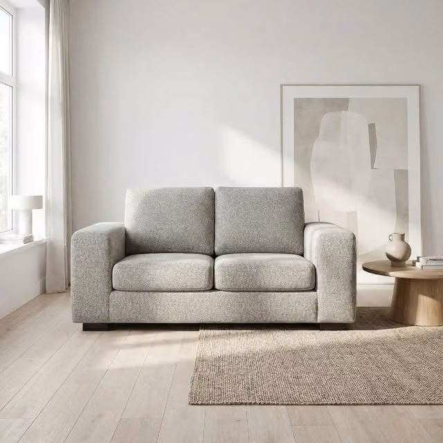 Abakus Direct Boston 2 Seater Sofa in Silver and Grey Basket Weave Fabric