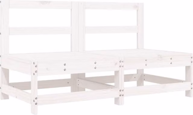 Berkfield Home Garden Middle Sofas, 2 Piece Set in White Solid Pine Wood
