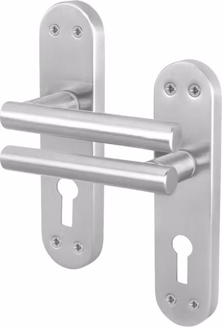 AFIT Satin Nickel Euro T-Bar Backplate Internal Door Handles, 1 Pair, Silver, W/D/H: 15 x 15 x 1.5 cm – 1