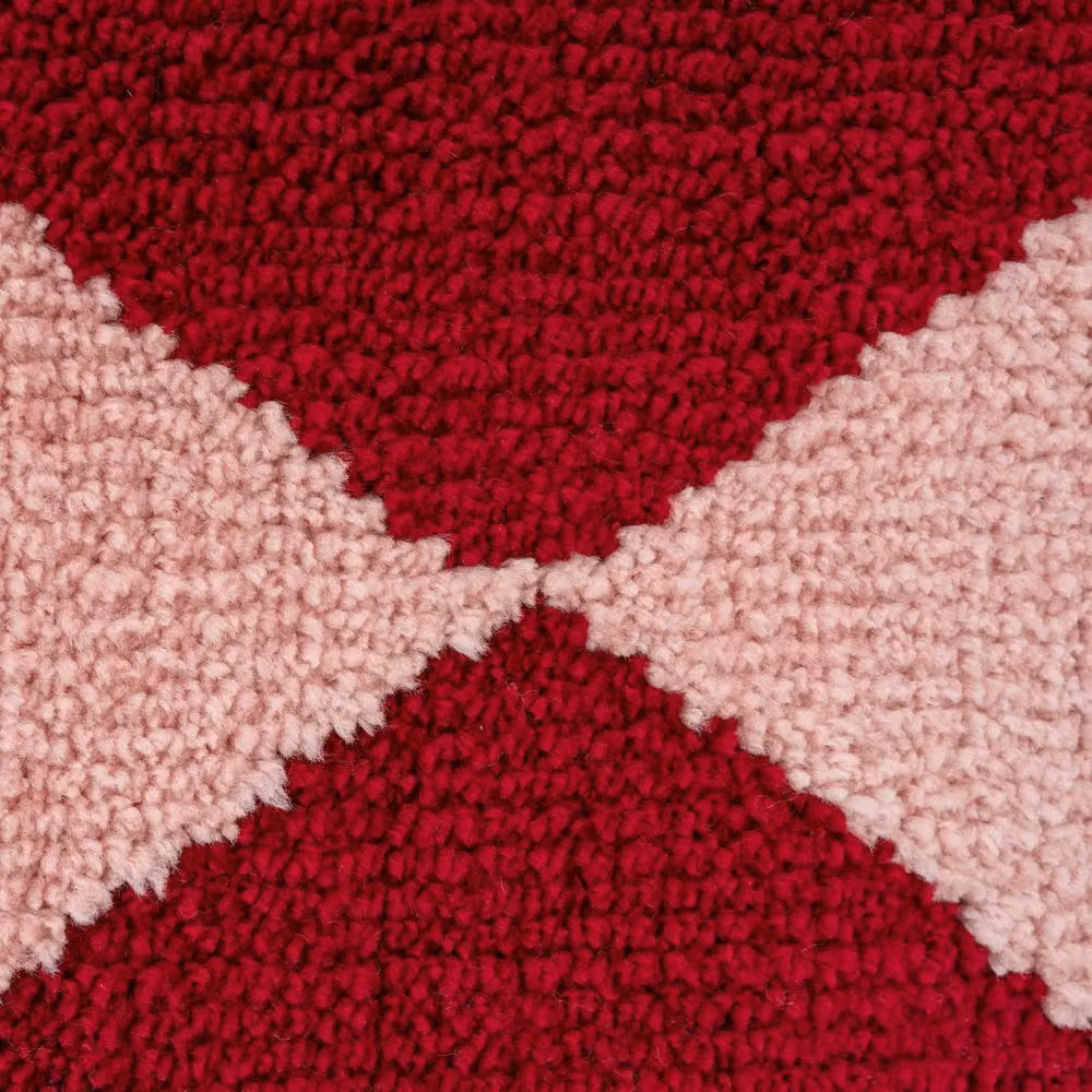 Kukoon Modern Harlequin Diamond Wool Area Rug in Red and Pink, W: 240 cm, D: 330 cm – 7