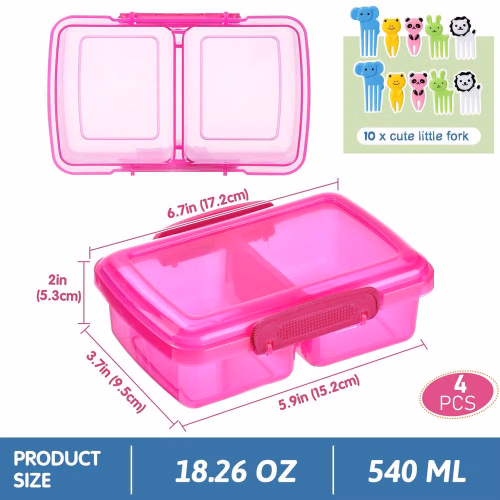 Greentainer 4 Pack Multicolour Snack Containers with 2 Compartments and Snap Lids – 2