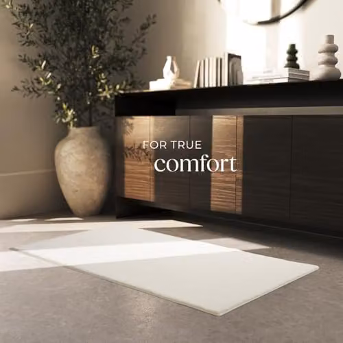 tectake Allergy-Friendly Fluffy Rug in Beige and White, Washable and Non-Slip Polyester Carpet, W/D/H: 150 x 80 x 1.5 cm – 3