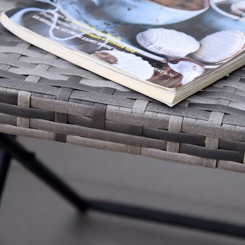 STILVORA Folding Square Table with Grey Rattan Top and Metal Frame, W/D/H: 40 x 40 x 40 cm – 5
