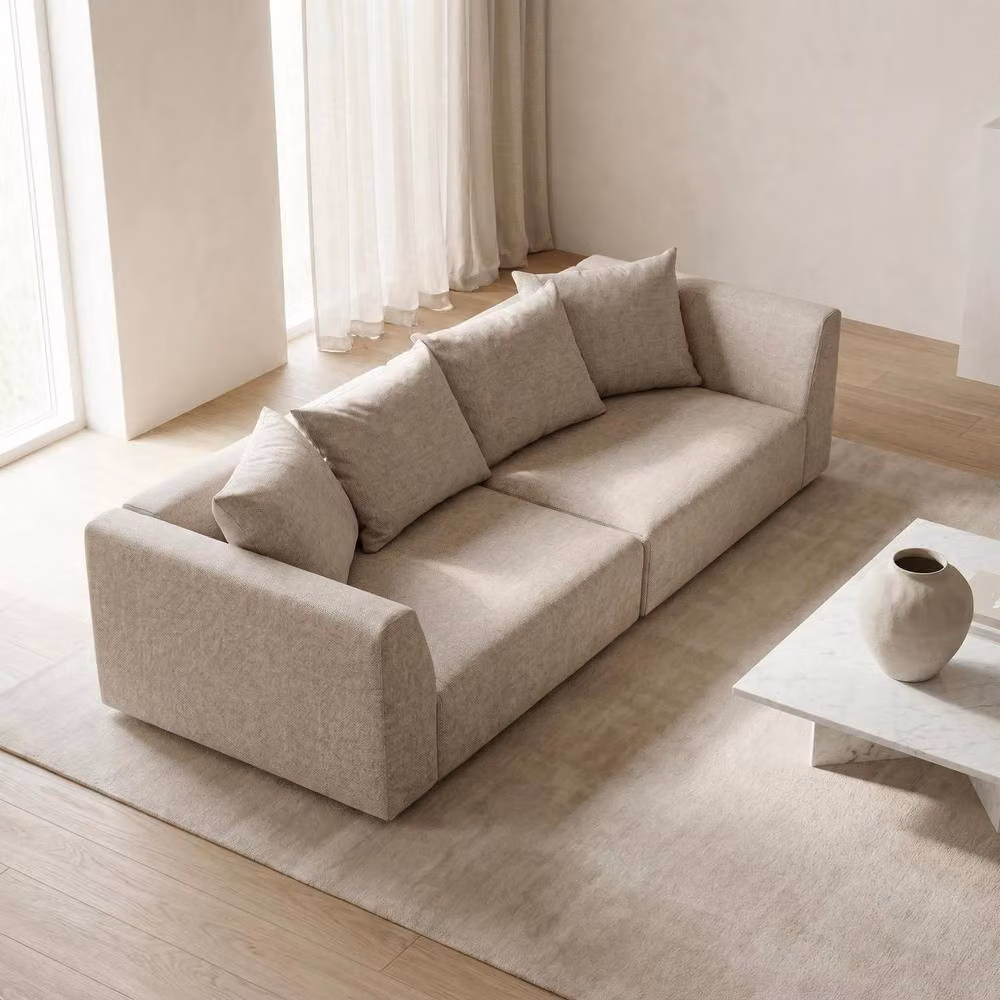 Abakus Direct Tokyo 3 Seater Sofa in Green Brushed Tweed Fabric with Scatter Cushions – 3
