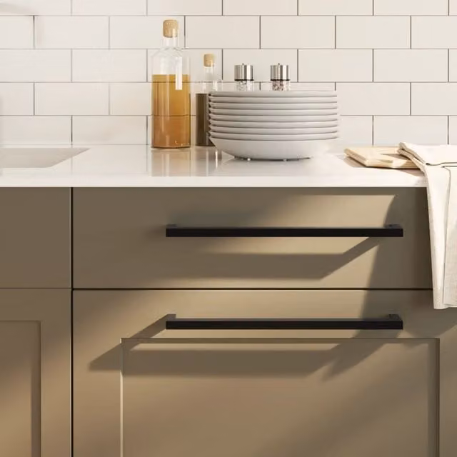 Berkfield Home Matt Black Stainless Steel Bar Cabinet Handles, 10 Pack, Length: 32 cm