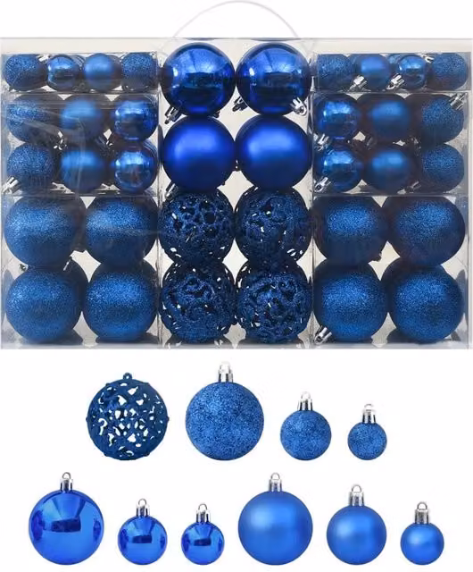 Berkfield Home 100 Piece Blue Christmas Bauble Set – 1