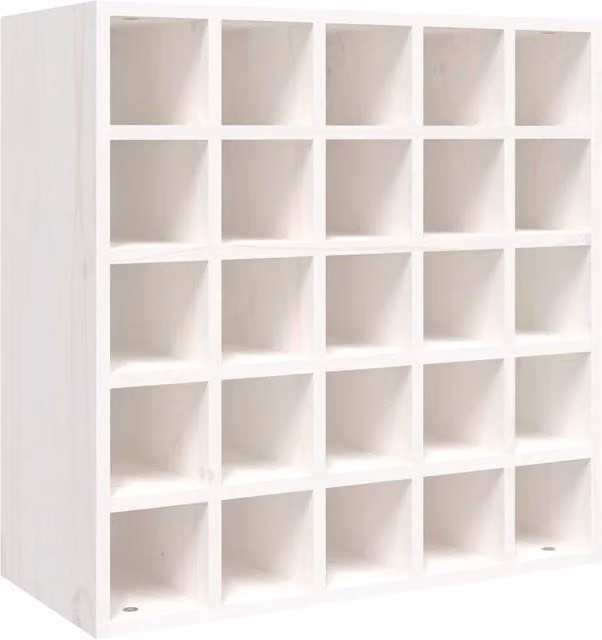 Berkfield Home White Rustic Solid Pine Wall Mounted Wine Cabinet with Bottle Rack W/D/H: 56 x 25 x 56 cm