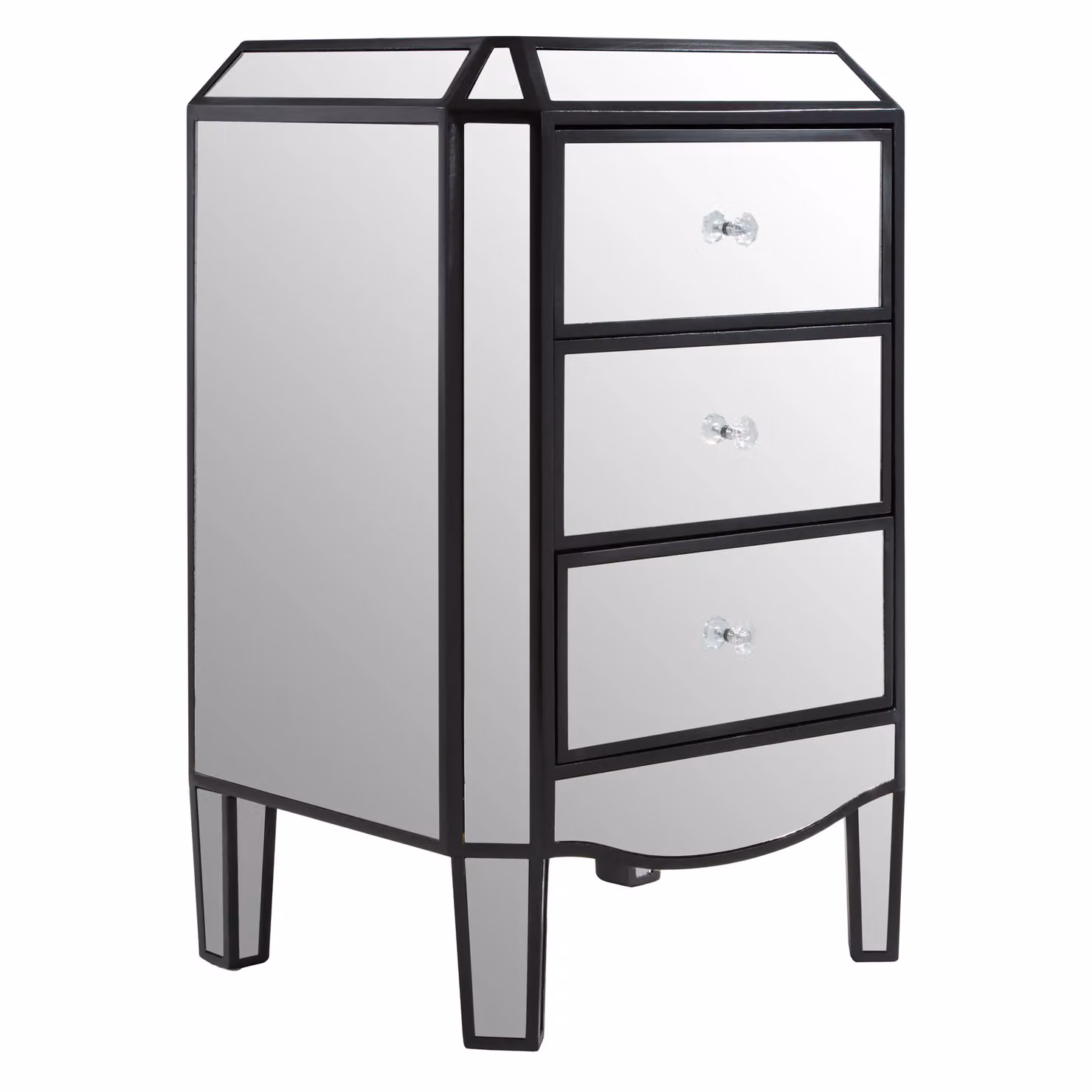 Orsina Glamorous 3 Drawer Mirrored Chest in Silver – 3