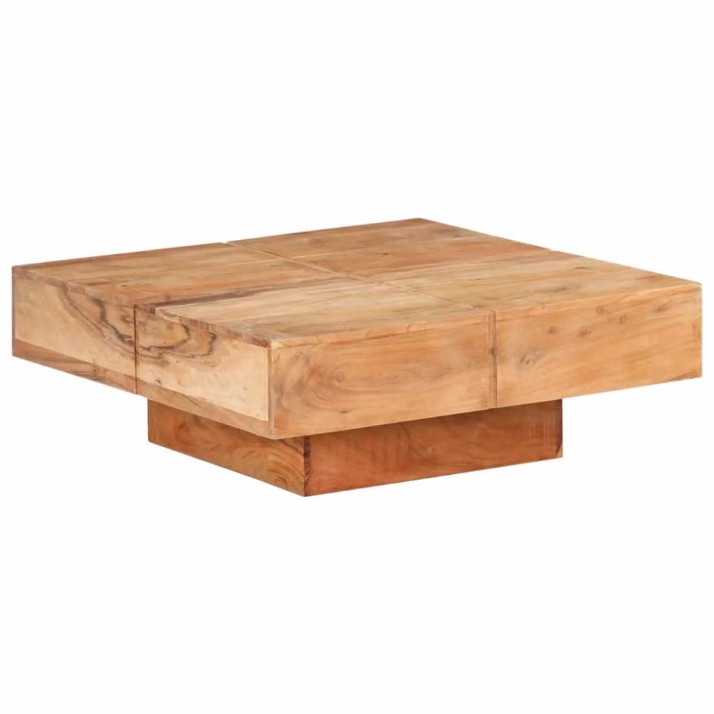 Berkfield Home Square Coffee Table in Brown Solid Acacia Wood W/D/H: 80 x 80 x 28 cm – 2