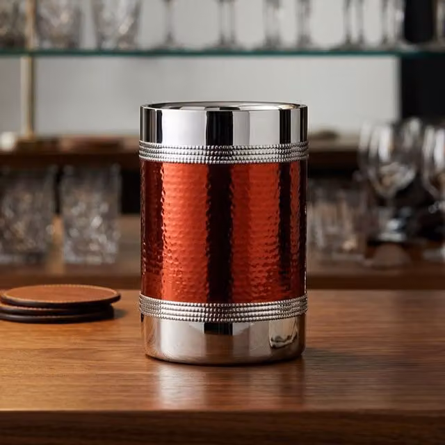 Orsina Hammered Stainless Steel Bottle Cooler in Red and Silver – 2