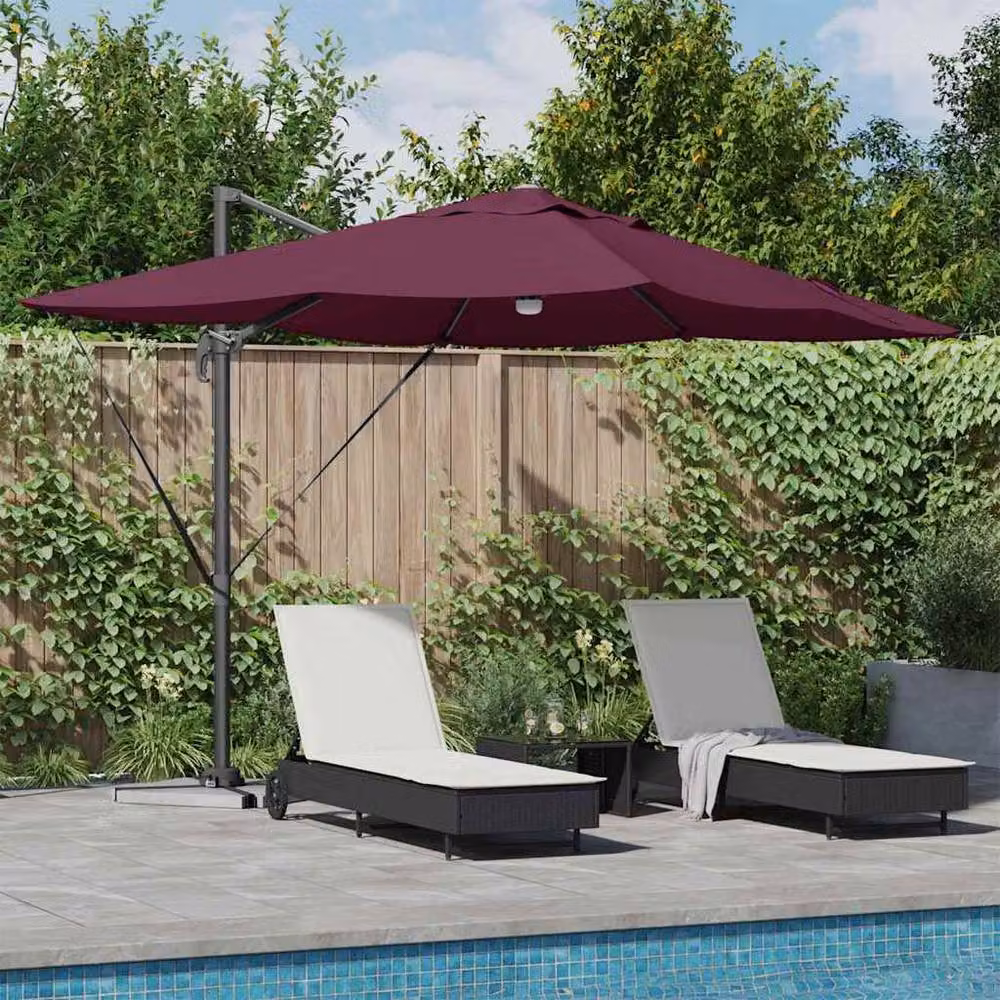Berkfield Home Modern Cantilever Garden Umbrella in Bordeaux Red Metal – 2
