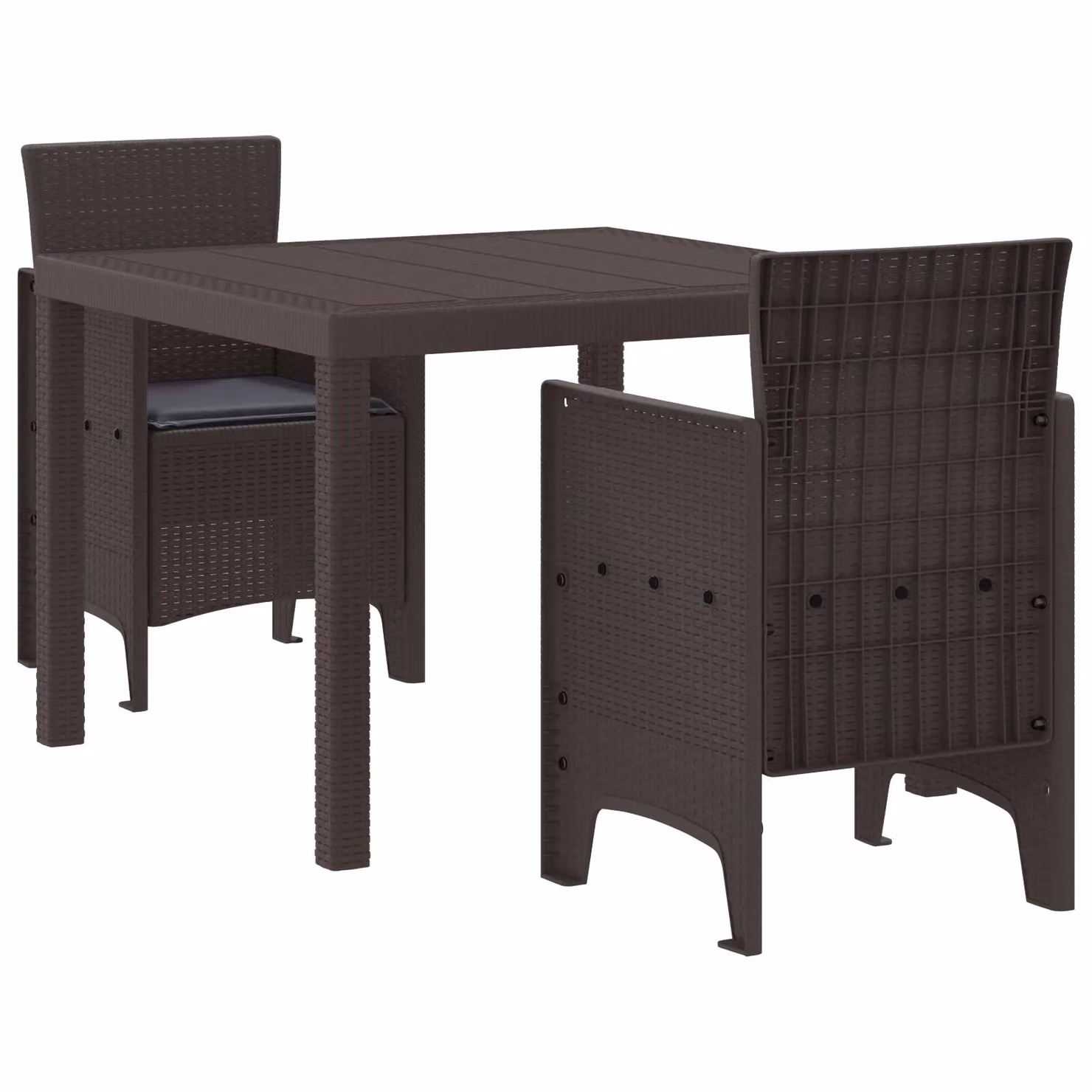 Berkfield Home Garden Dining Set, Set of 3, Brown Plastic Rattan – 2