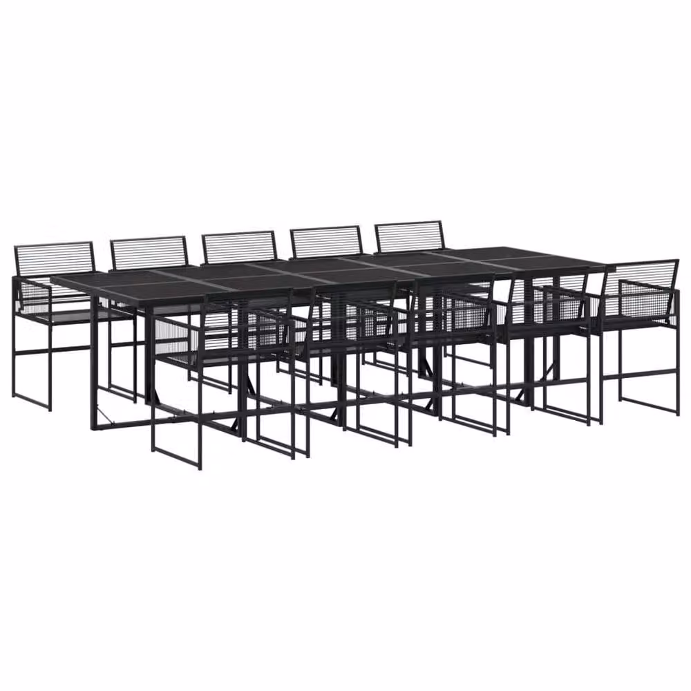 Berkfield Home Beautiful 11 Piece Black Poly Rattan Garden Dining Set – 2