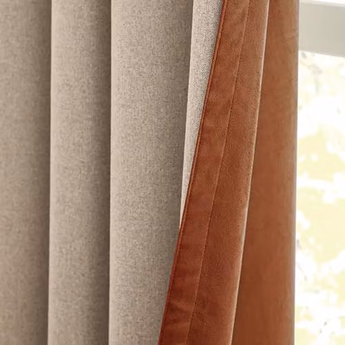 Furn Verso Reversible Suede-Look Blackout Eyelet Curtain Pair in Orange and Brown, W: 168 cm, H: 229 cm – 3