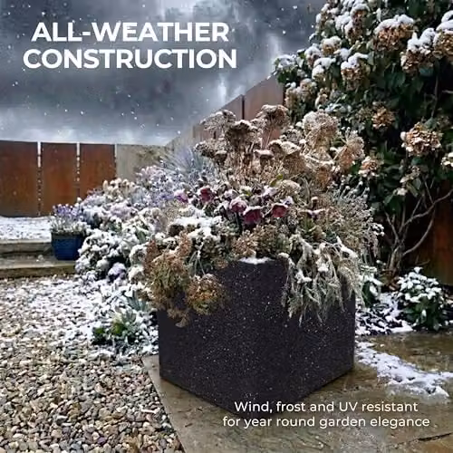 IDEALIST Black Terrazzo Reinforced Stone Plant Pot, 40 cm – 5