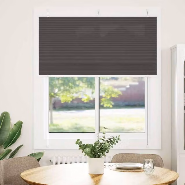 Berkfield Home Single Pleat Polyester Blind in Black/Anthracite, W: 120 cm, H: 100 cm – 1
